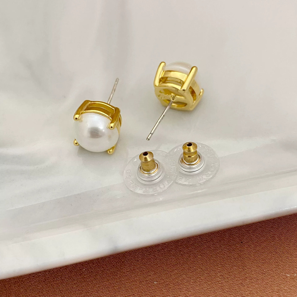 Kate SPADE Small Pearl Square Stud Earrings Metal - Picture 2 of 6